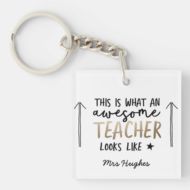 Porte-clés Magnifique enseignant typographie moderne cadeau o (Devant)