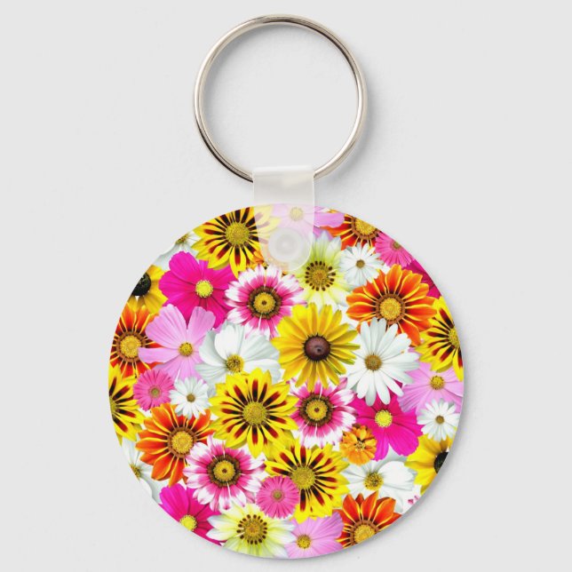 Porte-clés Magnifique fleurs rose jaune Accessoires motifs (Recto)