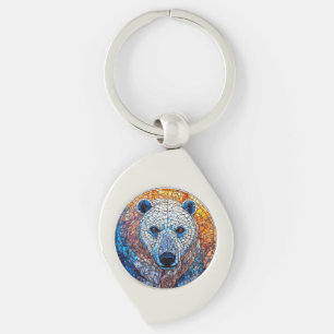 Porte-clés Magnifique œuvre d'art en verre teinté d'ours pola