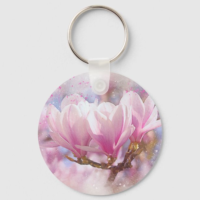 Porte-clés Magnolia rose-pourpre en floraison - Fleur de prin (Recto)