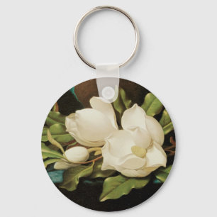 Porte-clés Magnolias géant sur un tissu de velours bleu par M