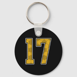 Porte-clés Maillot de joueur de football or motif numéro 17 u