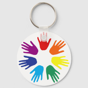 Porte-clés Main arc-en-ciel