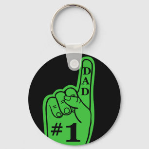 Porte-clés Main de fan de sports du papa #1 en vert