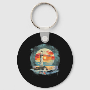 Porte-clés Maison de bord de mer avec phare et voile