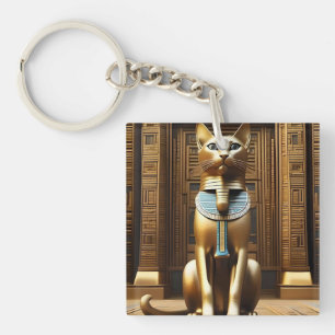 Porte-clés Majesté intemporelle : le chat pharaon doré égypti