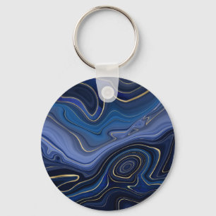 Porte-clés Malachite Bleue Accents Dorés Luxe Chic Pierre Pré