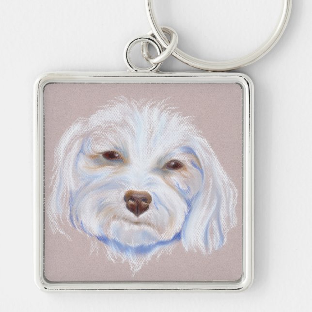 Porte-clés Maltipoo avec une attitude (Devant)