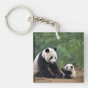 Porte-clés Mama Panda Et Porte - clé Bébé