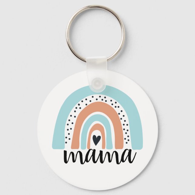 Porte-clés Mama Rainbow Blue Peach (Recto)