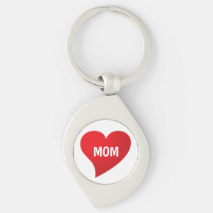Porte-clés Maman blanc coeur rouge minimaliste moderne mignon