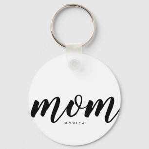 Porte-clés Maman Bouton minimaliste noir et blanc Bouton de t