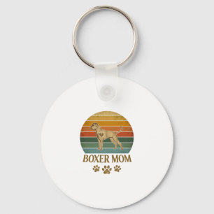 Porte-clés Maman Boxer Chien Rétro Coucher de Soleil Empreint