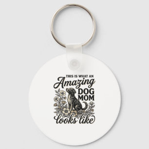 Porte-clés Maman de chien incroyable Design floral vintage po