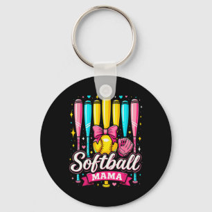 Porte-clés Maman de softball Coquette de softball à arc 