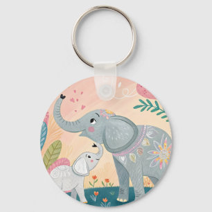 Porte-clés Maman éléphant et bébé