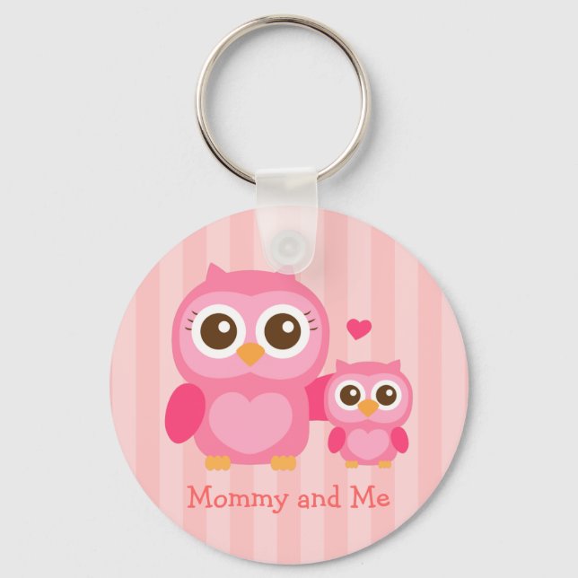 Porte-clés Maman et moi, chouette chouette, rose (Recto)
