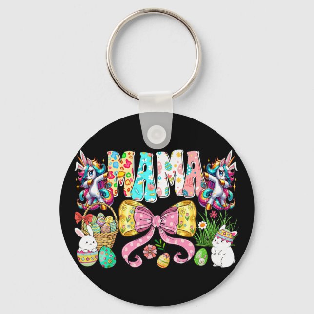 Porte-clés Maman Lapin de Pâques Licornes Chasse aux Œufs Col (Recto)