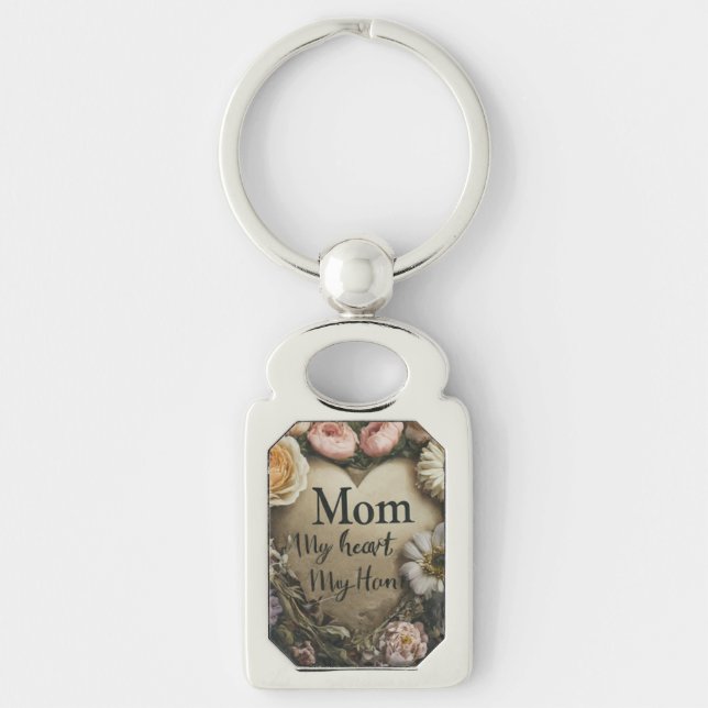 Porte-clés Maman : Mon coeur, ma maison (Devant)