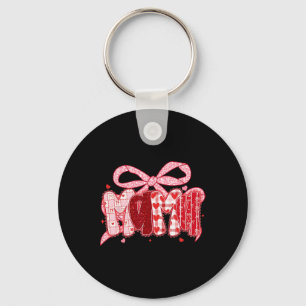 Porte-clés Maman Saint-Valentin Coquette Rose Noeud Papillon