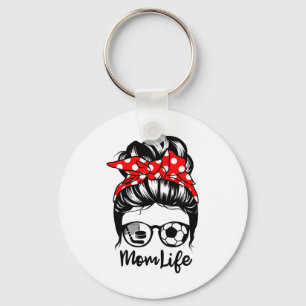 Porte-clés Maman Vie Messy Bun Cheveux Drôle Soccer Hockey Ma