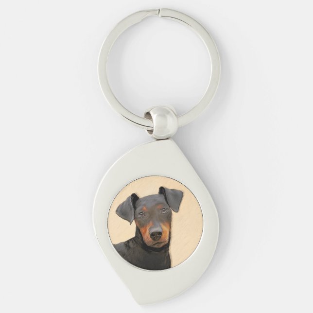 Porte-clés Manchester Terrier Peinture Art animal original (Devant)