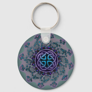 Porte-clés Mandala celtique orné de bijoux de fractale