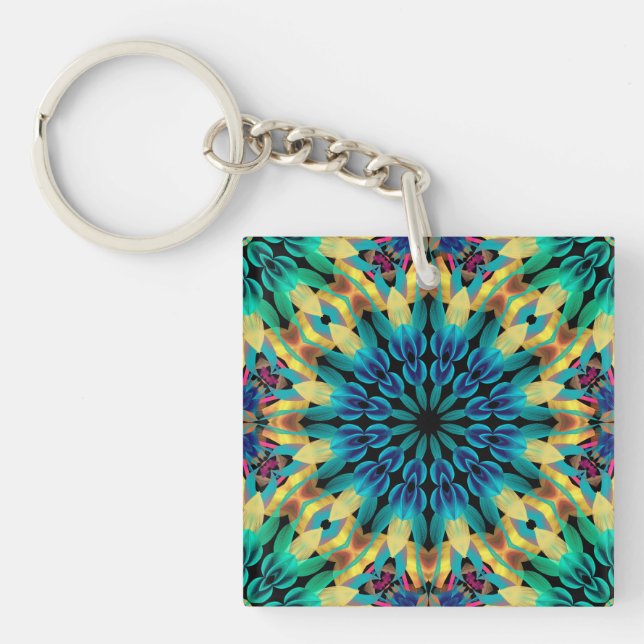 Porte-clés Mandala de formes géométriques colorées (Devant)
