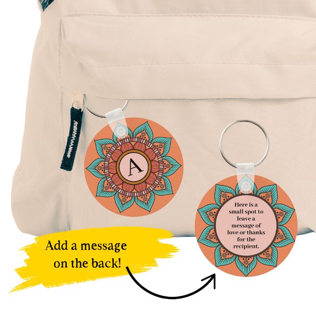 Porte-clés Mandala floral Boho personnalisable avec point de  (Créateur téléchargé)