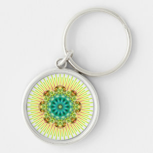 Porte-clés Mandala jaune vert faites votre propre arrière -