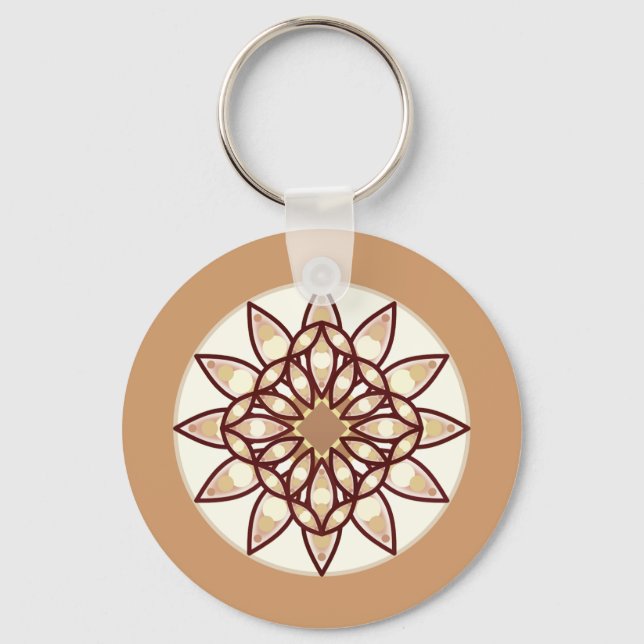 Porte-clés Mandala Motif en Tan et Brown au chocolat (Recto)