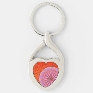 Porte-clés Mandala Porte - clé en forme de coeur orange et ro