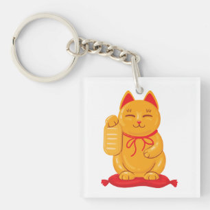 Porte-clés Maneki Neko Chat d'or japonais, Symbole de richess
