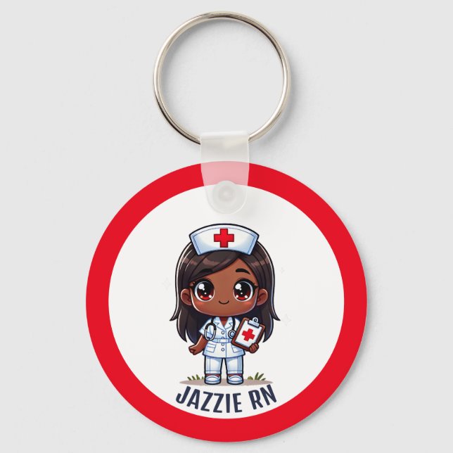 Porte-clés Mange Manga Black Nurse Brunette Caricature sur me (Recto)