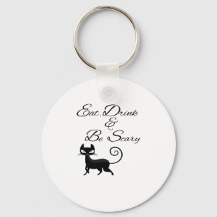 Porte-clés Manger Boire Et Être Chat Effrayant Drôle Mignon H