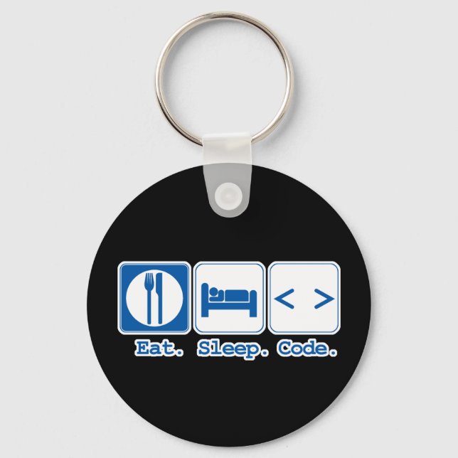 Porte-clés manger dormir coder (html) (Recto)