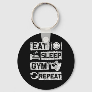 Porte-clés Manger Dormir Gym Répéter Drôle Sports Bodybuildin