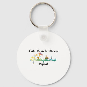 Porte-clés Manger Dormir Plage Répéter Été Vacances Tropicale
