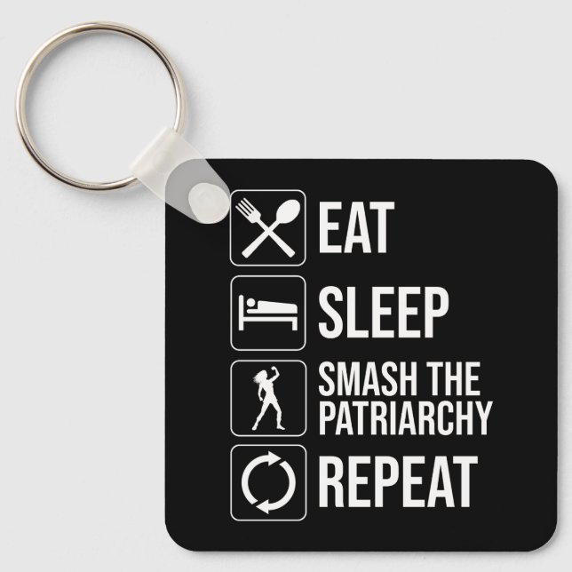 Porte-clés Manger. Dormir. Smash Le Patriarcat. Recommencer (Recto)