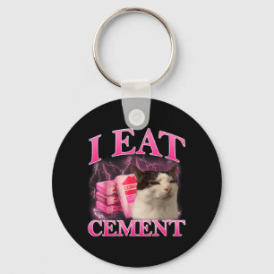 Porte-clés Manger du ciment Mème de chat drôle Graphique de m