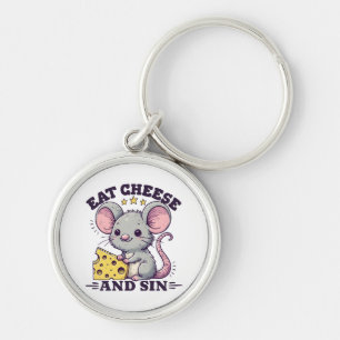 Porte-clés Manger du fromage et pécher