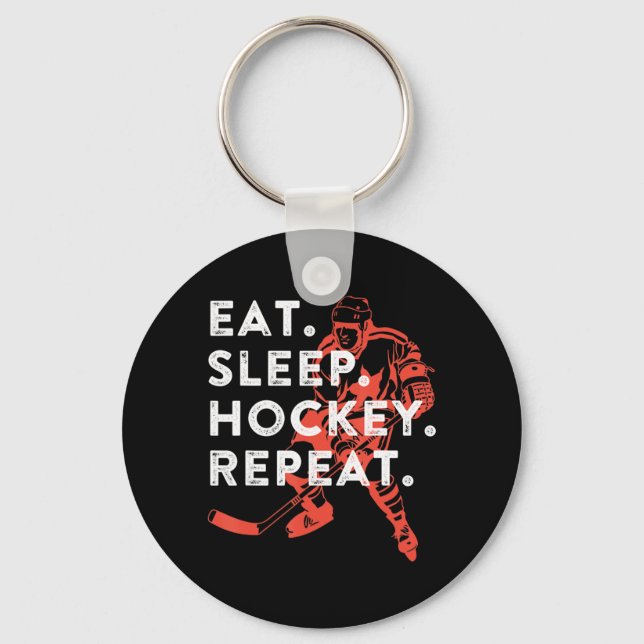 Porte-clés Manger Hockey Sleep Répéter Cadeau (Recto)