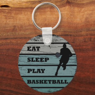 Porte-clés Mangez dormir jeu de basket-ball joueur rétro