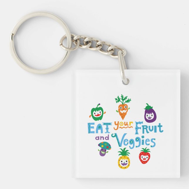 Porte-clés Mangez Vos Légumes, Légumes, Belle Graphisme (Devant)