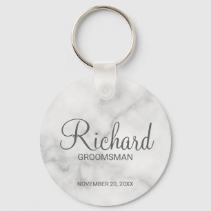 Porte-clés Marbre blanc Moderne Script Personnalisé