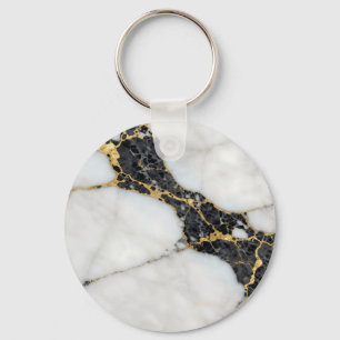 Porte-clés Marbre Luxe Noir Blanc Or