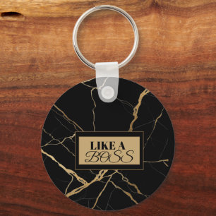 Porte-clés Marbre noir et or moderne Luxe minimaliste