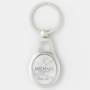 Porte-clés Marbre Nom et monogramme du Groomsman personnalisé