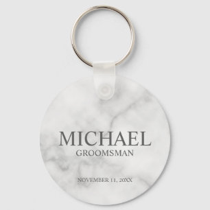 Porte-clés Marbre Nom et monogramme du Groomsman personnalisé