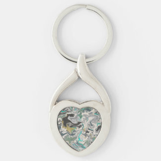 Porte-clés Marbrure de pierre avec cœur de veines de turquois
